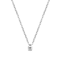 Collier en argent 925/1000 rhodié pendentif pierre 3 mm en zirconium blanc obrillant-bijoux