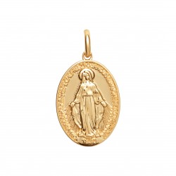 Pendentif en plaqué or médaille ovale vierge Marie obrillant-bijoux