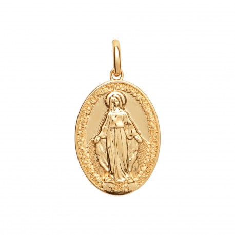 Pendentif en plaqué or médaille ovale vierge Marie obrillant-bijoux