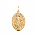 Pendentif en plaqué or médaille ovale Vierge Marie