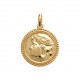 Pendentif en plaqué or médaille ronde tête de Romain obrillant-bijoux