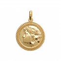 Pendentif en plaqué or médaille ronde tête de Romain