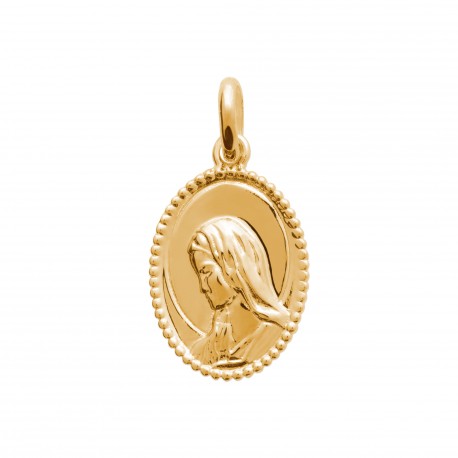 Pendentif en plaqué or médaille ovale vierge Marie obrillant-bijoux