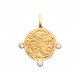 Pendentif en plaqué or médaille visage style antique et artisanal avec zirconium obrillant-bijoux