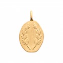 Pendentif en plaqué or médaille ovale feuilles de laurier style artisanal