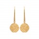 Boucles d'oreilles en plaqué or médailles visages style antique et artisanal obrillant-bijoux