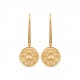 Boucles d'oreilles en plaqué or médailles lion style antique et artisanal obrillant-bijoux