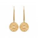 Boucles d'oreilles en plaqué or médailles lion style antique et artisanal