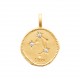 Pendentif en plaqué or médaille signe du zodiaque latin Balance et zirconium Obrillant-Bijoux