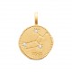 Pendentif en plaqué or médaille signe du zodiaque latin Vierge et zirconium Obrillant-Bijoux