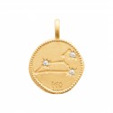Pendentif plaqué or constellation zodiaque Lion avec zirconium
