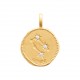 Pendentif en plaqué or médaille signe du zodiaque latin gemeaux et zirconium Obrillant-Bijoux