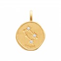 Pendentif plaqué or constellation zodiaque Gémeaux avec zirconium