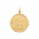 Pendentif en plaqué or médaille signe du zodiaque latin verseau et zirconium Obrillant-Bijoux