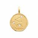 Pendentif plaqué or constellation zodiaque verseau avec zirconium