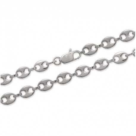 Collier en argent 925/000 rhodié maille grains de café 6 mm Obrillant-Bijoux