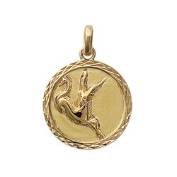Pendentif plaqué or médaille ciselée capricorne Obrillant-Bijoux