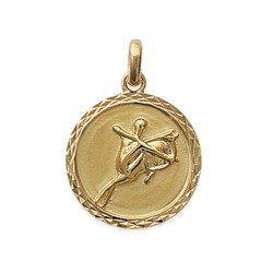 Pendentif plaqué or médaille ciselée sagittaire Obrillant-Bijoux