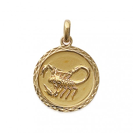Pendentif plaqué or médaille ciselée scorpion Obrillant-Bijoux