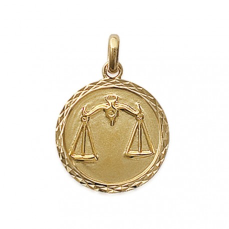 Pendentif plaqué or médaille ciselée balance Obrillant-Bijoux