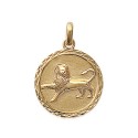 Pendentif plaqué or médaille ciselée signe lion