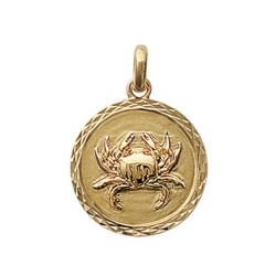Pendentif plaqué or médaille ciselée cancer Obrillant-Bijoux