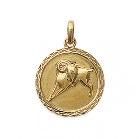 Pendentif plaqué or médaille ciselée Bélier Obrillant-Bijoux