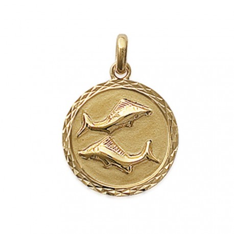 Pendentif plaqué or médaille ciselée Poisson Obrillant-Bijoux