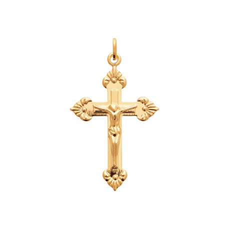 Pendentif en plaqué or croix style artisanal obrillant-bijoux