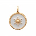 Pendentif en plaqué or médaille ronde en émail noir motif étoile