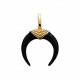 Pendentif en plaqué or corne en émail noir obrillant-bijoux
