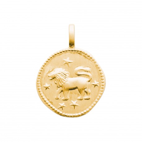 Pendentif plaqué or médaille ciselée Lion Obrillant-Bijoux