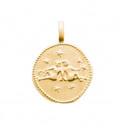 Pendentif plaqué or médaille ciselée gémeaux Obrillant-Bijoux