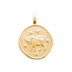 Pendentif plaqué or médaille ciselée taureau Obrillant-Bijoux