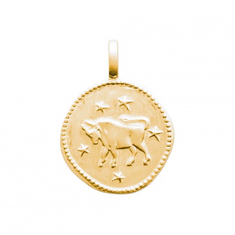 Pendentif plaqué or médaille ciselée taureau Obrillant-Bijoux
