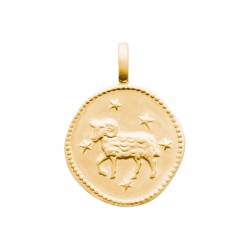 Pendentif plaqué or médaille ciselée bélier Obrillant-Bijoux
