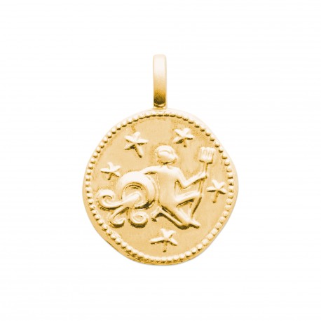 Pendentif plaqué or médaille ciselée verseau Obrillant-Bijoux