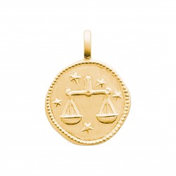 Pendentif plaqué or médaille ciselée balance Obrillant-Bijoux