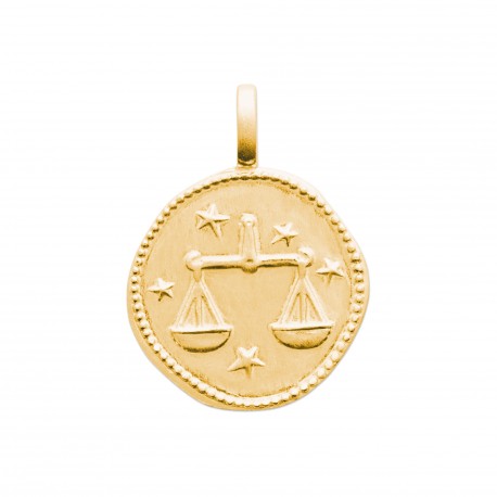 Pendentif plaqué or médaille ciselée balance Obrillant-Bijoux