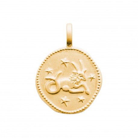 Pendentif plaqué or médaille ciselée verseau Obrillant-Bijoux