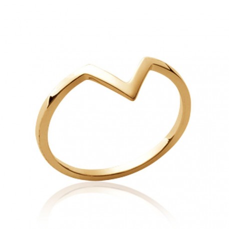 Bague plaqué or motif V Obrillant-bijoux