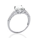 Solitaire accompagné argent 925 rhodié en zirconium blanc pierre sertie 4 griffes