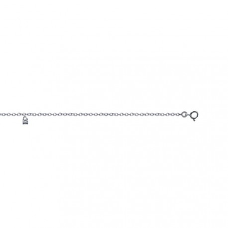 Chaîne de cheville argent 925 breloque pierre zirconium obrillant-bijoux