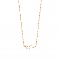 Collier en plaqué or constellation signe du zodiaque latin lion et zirconium Obrillant-Bijoux