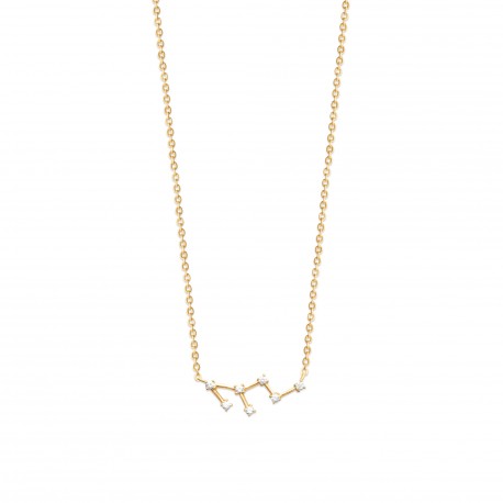 Collier en plaqué or constellation signe du zodiaque latin lion et zirconium Obrillant-Bijoux