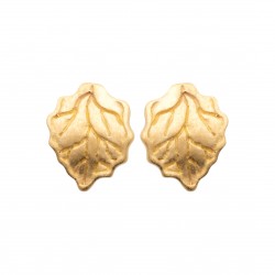 Puces d'oreilles en plaqué or feuilles obrillant-bijoux