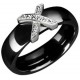 Bague en céramique noire et X pavé de cristaux Obrillant-Bijoux