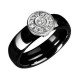 Bague en céramique noire et cercle pavé de cristaux Obrillant-Bijoux