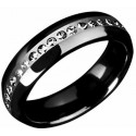 Bague anneau en céramique noire et cristaux blanc T56 promotion