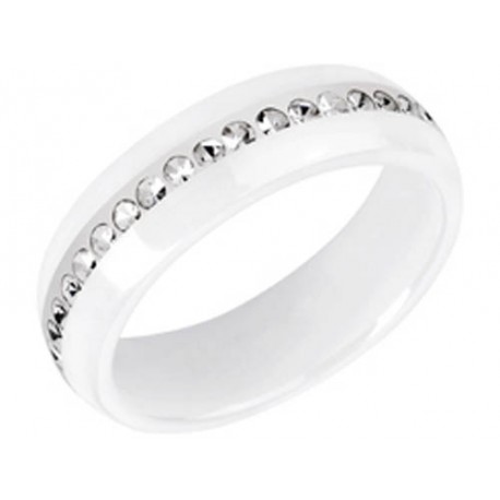Bague en céramique blanche et cristaux Obrillant-Bijoux